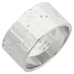 Gucci on Wide Ring white gold GG logo precious metal jewelry